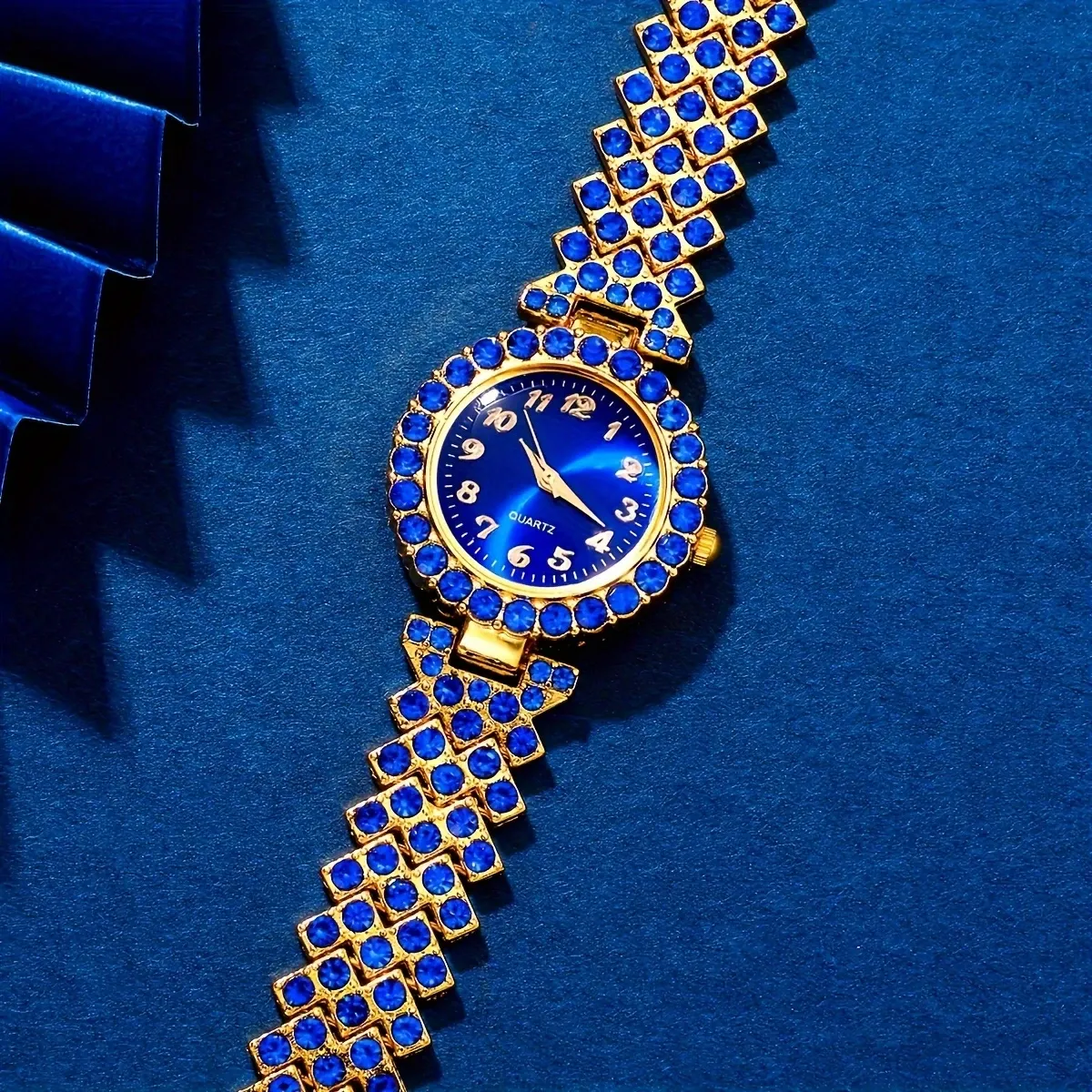 Elegant 6pcs Ladies Quartz Watch and Jewelry Set, Blue Heart-Shaped Bracelet, Round Zinc Alloy Case, Non-Rechargeable Battery, Perfect Gift for Birthday, New Year, Valentine's
