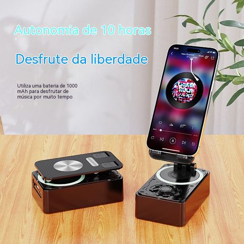 Suporte de Celular com Luzes Coloridas 3 em 1: Alto-Falante Bluetooth + Carregador Portátil, Dobrável e Portátil, Melhor Amigo para Maratonar Séries e Assistir ao Vivo na Mesa