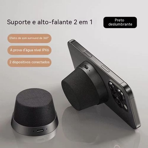 Alto-falante portátil à prova d'água IPX6, suporte magnético + alto-falante Bluetooth 2 em 1, som surround 360°, diversão total na Praia da Ilha!