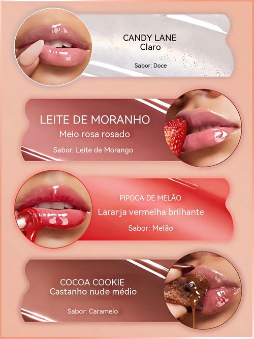 Desenvolvido especialmente para pele escura: Gloss Labial Hidratante Espelhado PAGE VINE (Versão de Alta Pigmentação)