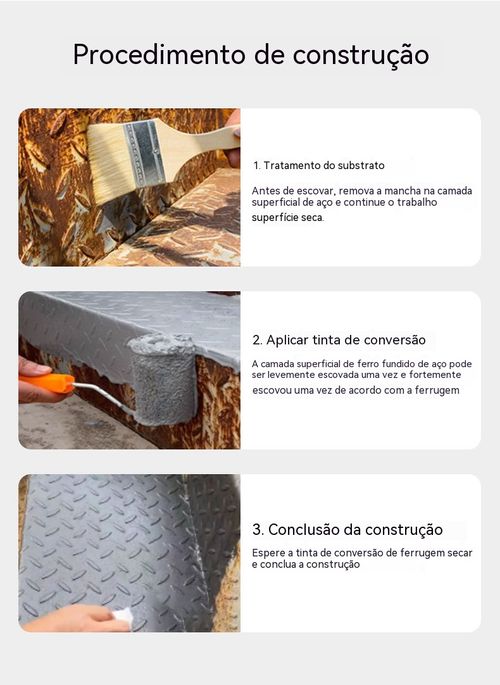 Não precisa remover a ferrugem, pinte diretamente! Tinta transformadora de ferrugem QIDAXIA, elimina ferrugem em profundidade e tem impermeabilidade duradoura.