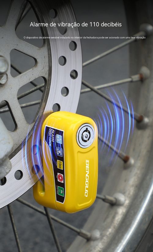 Rei da segurança na rua! Fecho anti-roubo de 110 decibéis, resistente a arrombamentos e à água, com alarme. Compatível com motas, bicicletas elétricas e bicicletas comuns, total segurança