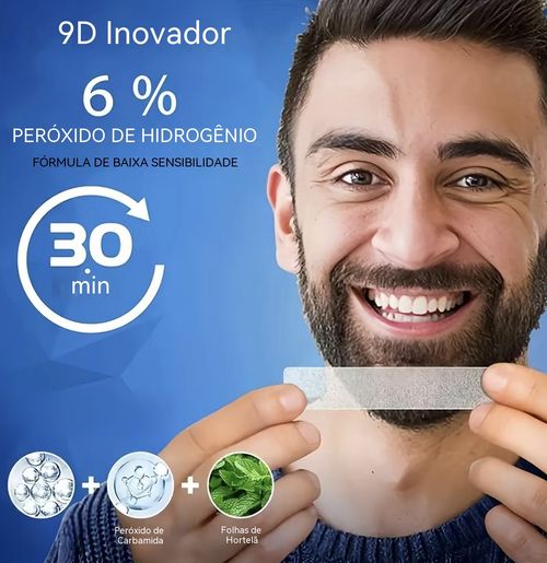 Faixa clareadora 9D Luanda: tira manchas de café e cigarro, dentes brancos em 7 dias em casa!