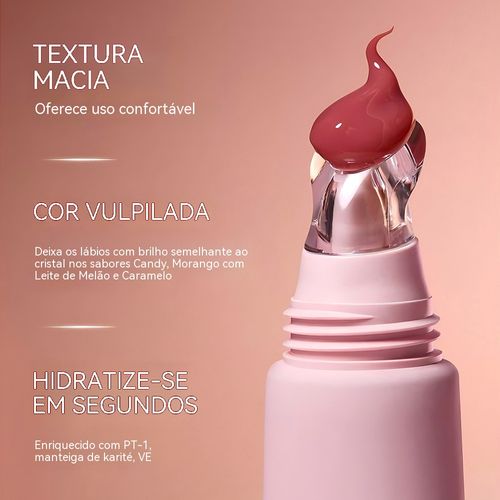 Desenvolvido especialmente para pele escura: Gloss Labial Hidratante Espelhado PAGE VINE (Versão de Alta Pigmentação)