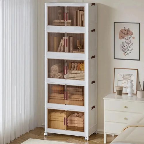 Foldable 5-shelf storage cabinet（Dimensions: 57.5cm (L) × 29cm (W) × 138.5cm (H)）