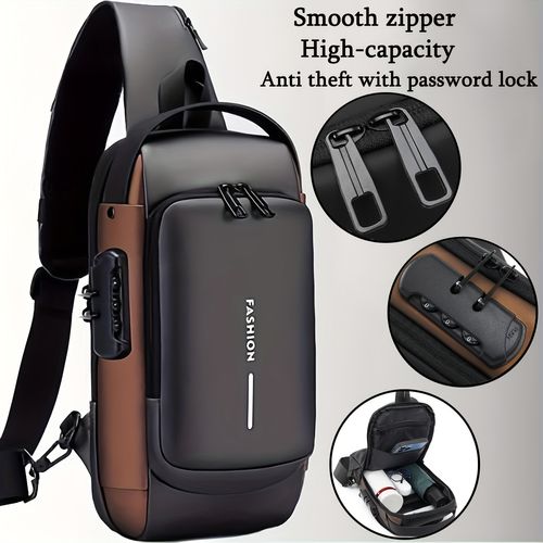Anti-theft password lock crossbody bag