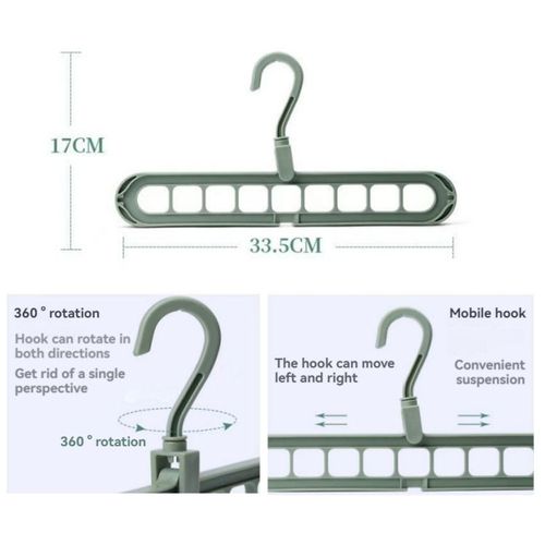 Factory Wholesale Magic Plastic Hanger 9-Hole Space Saving 360 Degree Rotating Folding Hanger for Clothing