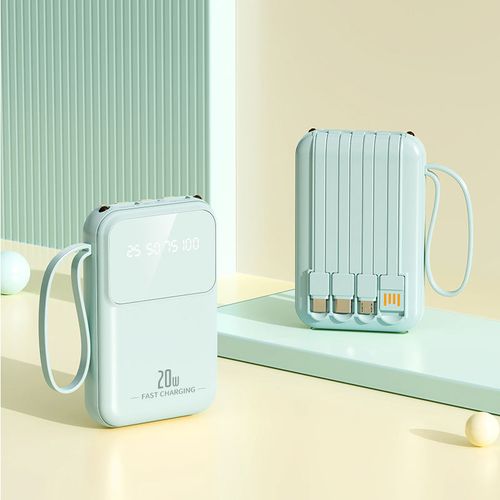 Mini Power Bank 10000mah Fast Charger Portable Charger With Charging Cable 4 Ports Powerbank for Iphone 15