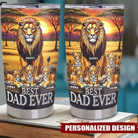 Lion Dad And Kid - Personalized Tumbler - Father's Day Gifts For Dad⏰Free shipping today