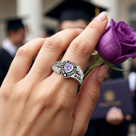 Personalized Birthstone Graduation Class Ring Gift for Graduates-Free Shipping-Free Shipping