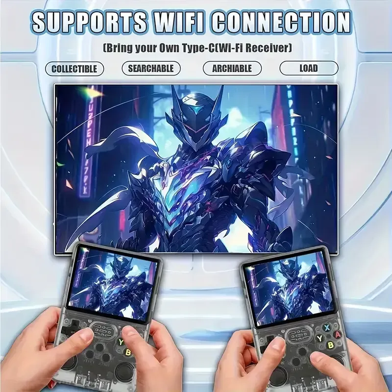 Retro Arcade Open Source Handheld Game Console: 3D Joystick 3.5-inch IPS Screen ArkOS System Built-in 64GB Outdoor Play and 20+ Preloaded Emulators, Non-Wireless, USB-C Dongle Not Included