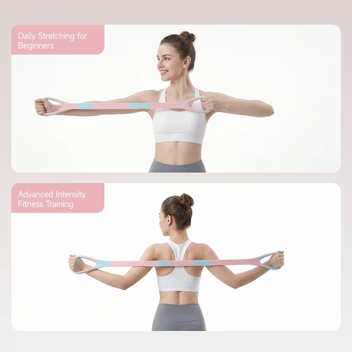 High-elasticity Single-loop Pilates Resistance Band, Skin-friendly Non-slip Silicone Puller, Women's Back-opening Resistance Rope Suitable for Yoga, Fitness, and Stretching Exercises, for Arms, Back Opening, and Chest Expansion