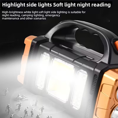 Solar & USB Rechargeable LED Lantern Flashlight, 1800Mah Nickel Battery, Tactical COB Work Light, 4 Modes, Emergency Power Bank Function, Portable for Camping IPX4 Waterproof