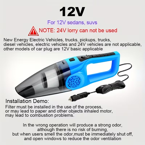 Car Vacuum Cleaner, Handheld Mini 12V Vehicle Vacuum