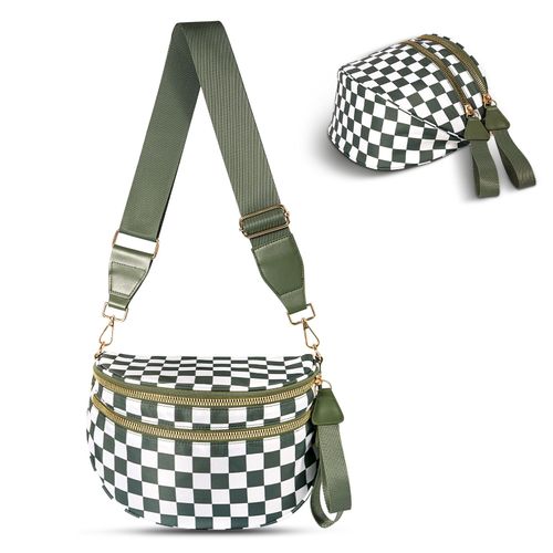 2025 Fashion Large Capacity Grid Strap Bag Crossbody Bag