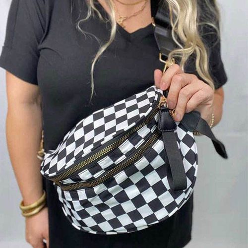 2025 Fashion Large Capacity Grid Strap Bag Crossbody Bag