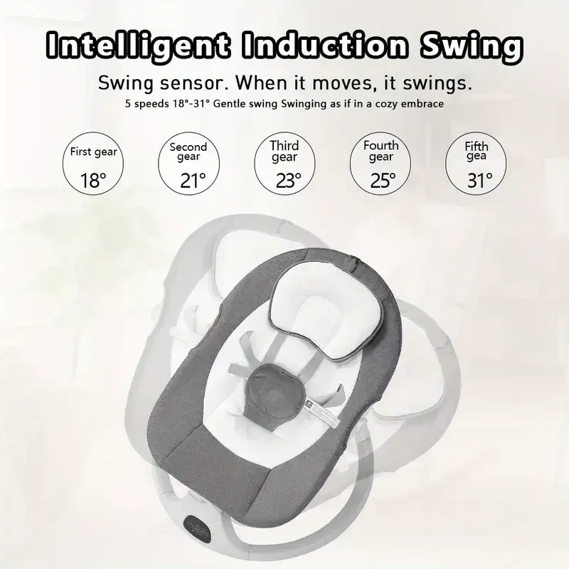 Portable 5-speed joystick, baby smart electric cradle with music, remote control, and touch screen