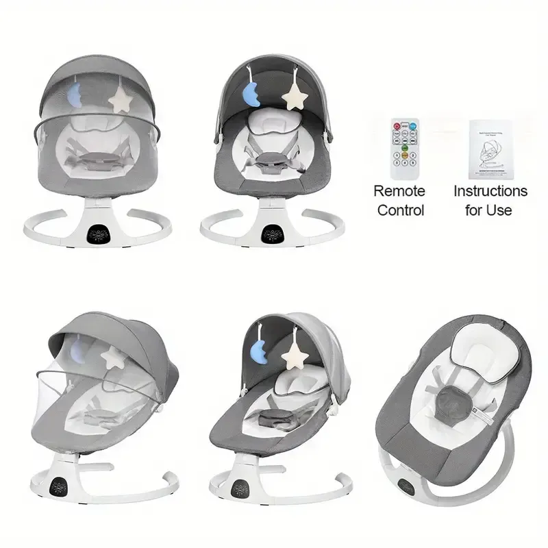 Portable 5-speed joystick, baby smart electric cradle with music, remote control, and touch screen