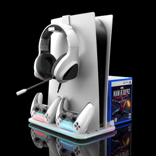 New Ps5 Slim Charger Stand & Cooling Fan Ps5 Game Controller Fast Dual Charging Dock for Sony Playstation 5