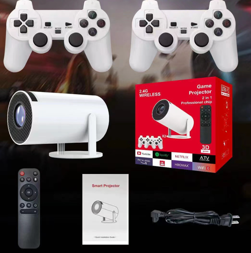 New HY300 Gaming Projector 4K 64GB 10000 Gaming Android 11 Wifi Video Game Console