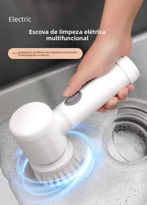 Escova de limpeza elétrica sem fio portátil recarregável