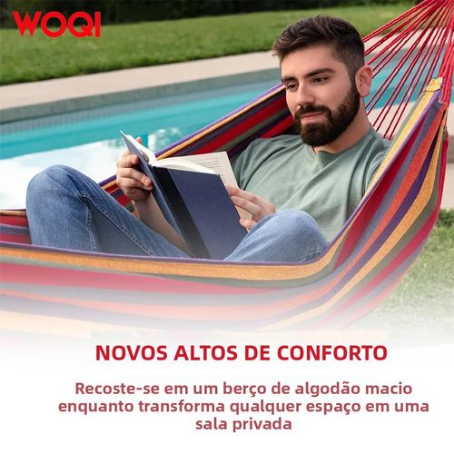 Viagem ao ar livre rainbow stripe canvas swing hammock