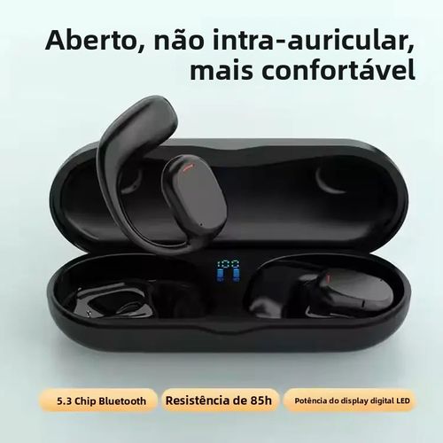 Bluetooth sem fio bluetooth fone de ouvido grande bateria display digital passa preto