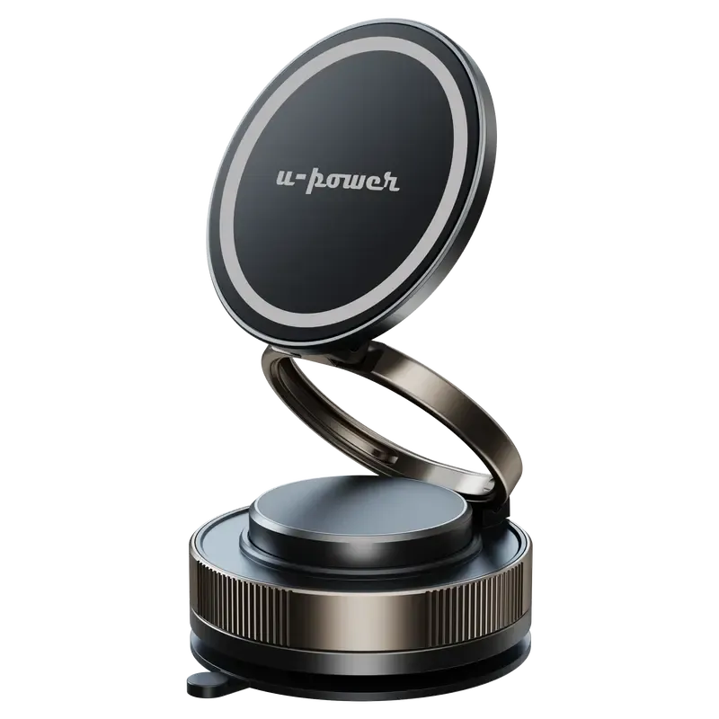 U-POWER公式 数量限定スマホホルダー 車 ナノゲル吸着×真空吸盤 W固定構造 magsafe対応 360度回転 N55磁石 片手操作 iPhone Android全機種対応 スマホスタンド 車用 カー用品