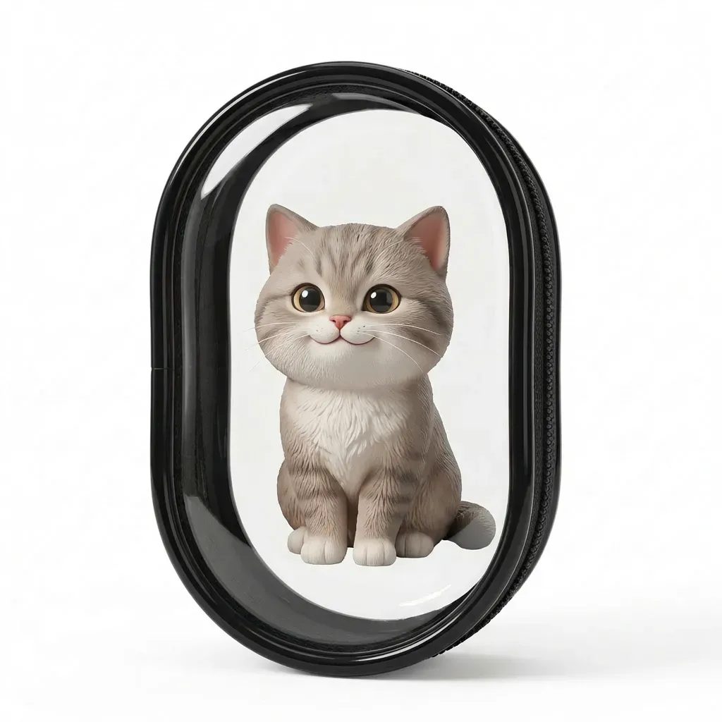 Custom 3D Pet Figurine with Clear Zipper Bag | Personalized Cat Dog Resin Charm
