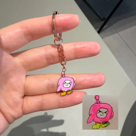 Custom Child Art Doodle Enamel Keychain