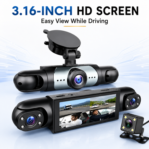 🔥HOT SALE🔥 COD！New Dash Cam: 3-inch Screen  3 Lenses  HD Night Vision  Parking Monitoring  Microwave Radar  Scratch Protection  Car Sentinel Mode
