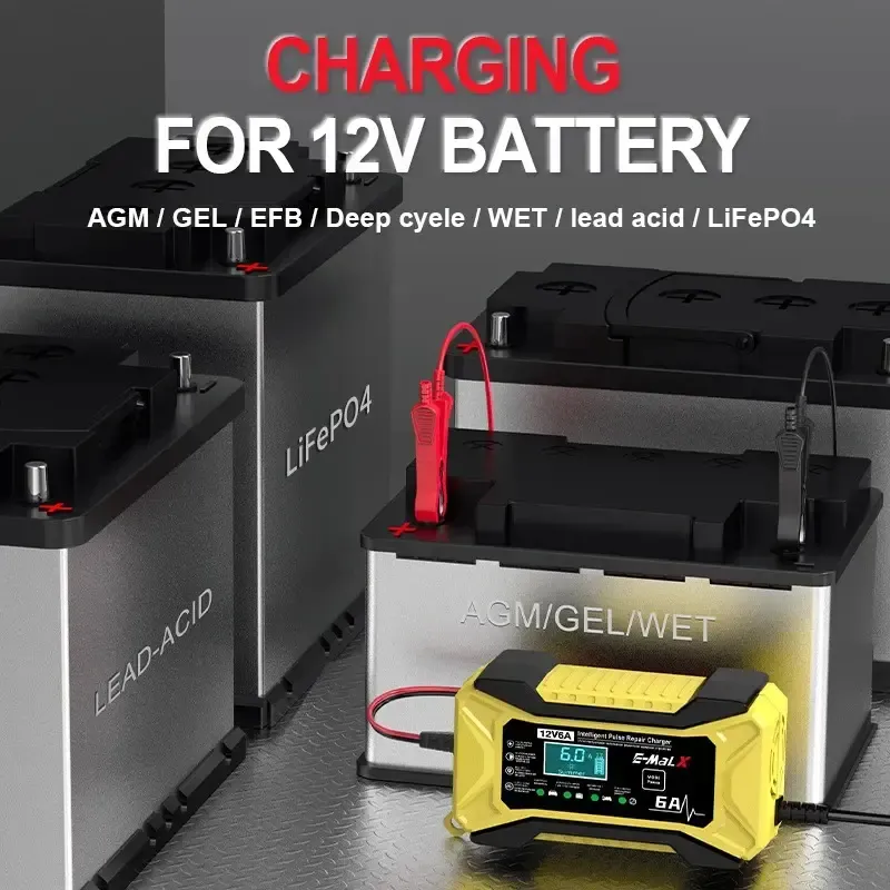 12V Smart Battery Charger with Pulse Repair Fast Charging for Car Motorcycle and AGM Batteries in Kenya