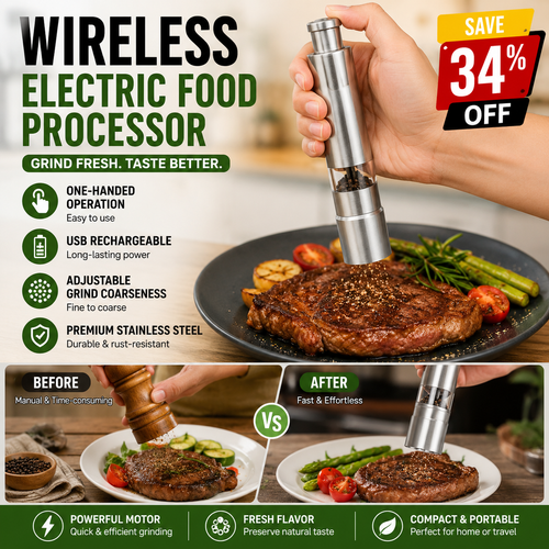 SAVE 34% OFF)Wireless Electric Food Processor（One photo, two outcomes.）PRESS GRINDING TOOL