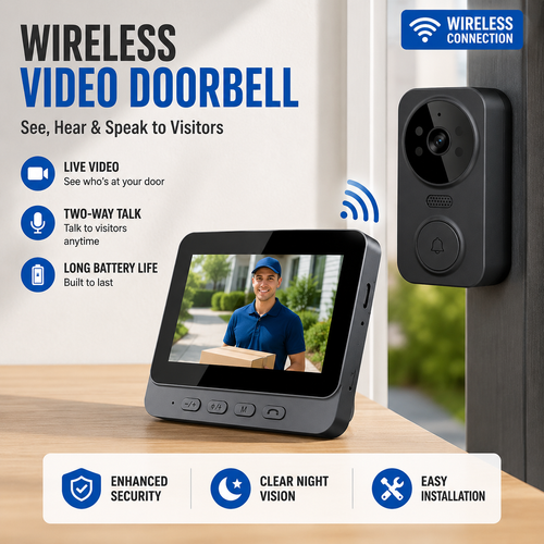 Wireless Video Doorbell with Monitor,Mini Doorbell
