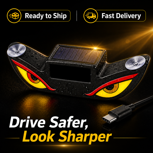 🔥Hot Seller🔥 COD！Solar Powered Type C Charging, Wireless, Universal Car LED Warning Light with Decorative Dynamic Eye Shaped Ambient Lighting