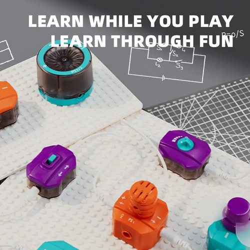 STEM Circuit Building Science Experiment Kit with Voice Control & Recording - All-in-One Electronics Construction Set with Safety Interlocks, Step-by-Step Projects & Adults, Birthday-Christmas-Thanksgiving-Halloween Gift (Batteries Not Included) - White & Blue Learning System for Home & - Ideal & - Easy-to-Use STEM for Hands-On Learning & Family Fun