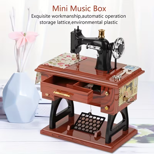 Vintage Music Box, Retro Mini Music Box, Vintage Sewing Music Box, Clockwork Music Box for Birthday Present, Mother's Day gifts, meaningful gifts