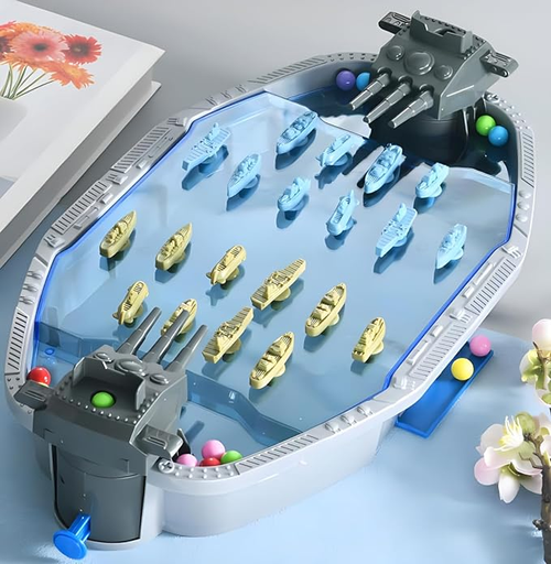 Naval Battleships Shooting Game, Tabletop Warships Shot for 2 Players, Battle Competitive for Age 6+, Fun for Family, Office, School