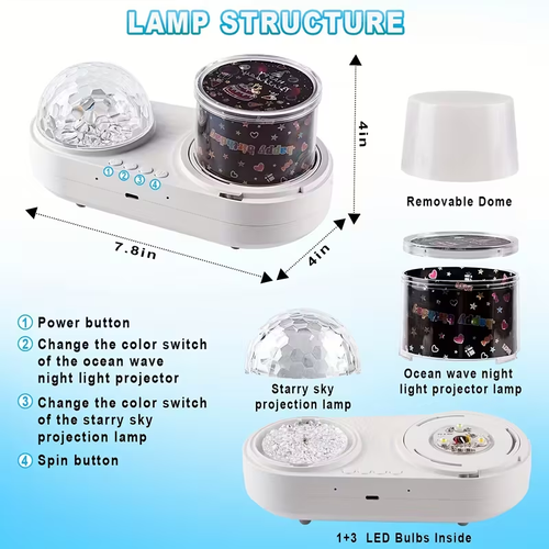 1pc Star LED Night Light Projector Star Ocean Light Girls Toys Suitable for 3-12 Years Old Boys Girls Gifts 3-12 Years Girls Boys Toys Birthday Christmas Gift Bedroom Decor