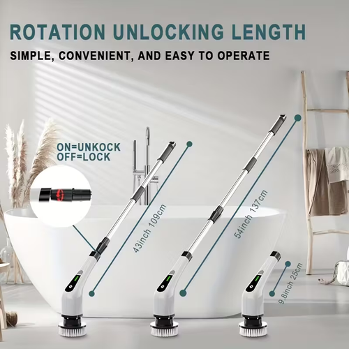 2025 New Multifunctional Electric Cleaning Brush, Telescopic Long Handle 7-in-1 Cleaning Brush, Cleaning Tool, Floor Scrub Brush Head, Window Cleaning Robot, Electric Window Cleaner, Cleaning Supplie And Product, Scrub Brush For Cleaning