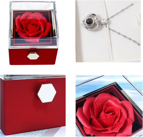 Creative 360 Degree Rotatable Preserved Real Rose Gift Box For Proposal, Ceremony Gift, Birthday🌹