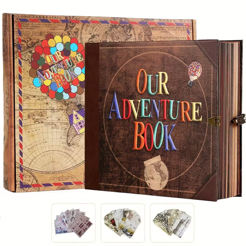 Our Adventure Book Travel Diary Photo Book,11.14x9.44inch 73 sheets146 pages Scrapbook, Photo Album,Retro Style Travel Souvenir, Vintage Guestbook DIY Anniversary Wedding Travel Writing Youngsters Friend Gift, Birthday Gifts for Women(Ball)