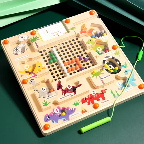 Educational Dinosaur Maze Toy, Educational Magnetic Dinosaur Maze Marble Run , Logical Thinking and Concentration Training Toy for Kids Ages 3-6