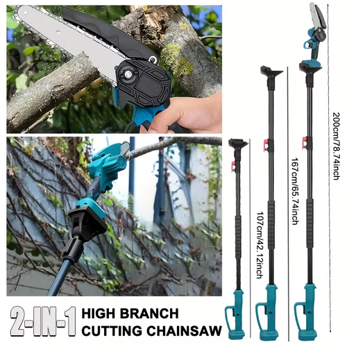 Wireless Pole Saw,2-in-1 Wireless Pole Saw and Mini Chainsaw with Brushless Motor , 6 inch Cutting Chain, Extendable Long Pole, Quick-Change Blades, Safety Lock - Heavy-Duty for Tree Pruning, Gardening, Landscaping - Compatible with US Outlet (110V) - Ideal for Professionals & DIYers, Pole Saws for Tree Trimming, Garden Maintenance, Ergonomic Design, Robust Construction, Outdoor Cutting Tool, Compact Design, Sturdy Build, Professional Landscapers