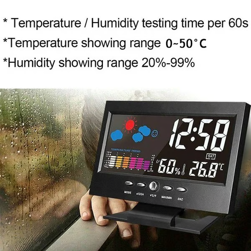 🔥Digital LED Temperature Humidity Monitor🔥🔥 Weather Forecast LED Table Alarm Clock