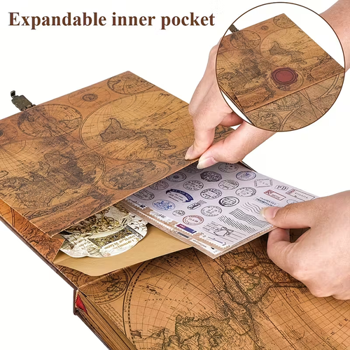Our Adventure Book Travel Diary Photo Book,11.14x9.44inch 73 sheets146 pages Scrapbook, Photo Album,Retro Style Travel Souvenir, Vintage Guestbook DIY Anniversary Wedding Travel Writing Youngsters Friend Gift, Birthday Gifts for Women(Ball)