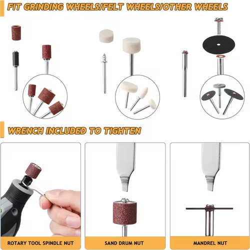 Tool Accessory Kit for Polishing, Cutting, Grinding, And Carving - 120V Electric Rotary Tool