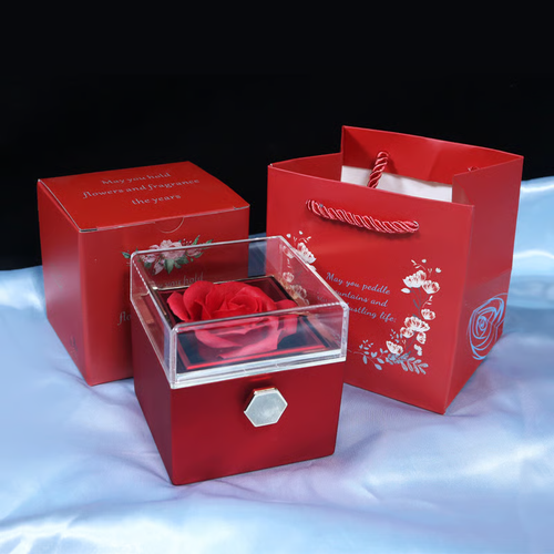 Creative 360 Degree Rotatable Preserved Real Rose Gift Box For Proposal, Ceremony Gift, Birthday🌹
