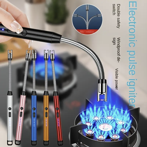 1pc Electronic Igniter Lighter with USB Rechargeable 360° Rotating Refillable Flame