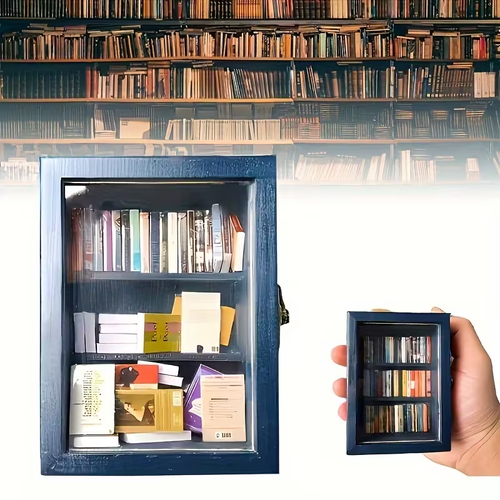1pc Anxiety Bookshelf Shake Away Your Anxiety Miniature Book Match Boxes Doll House - Aluminum Alloy Blue Mental Health Relax Toy for Adults 18+